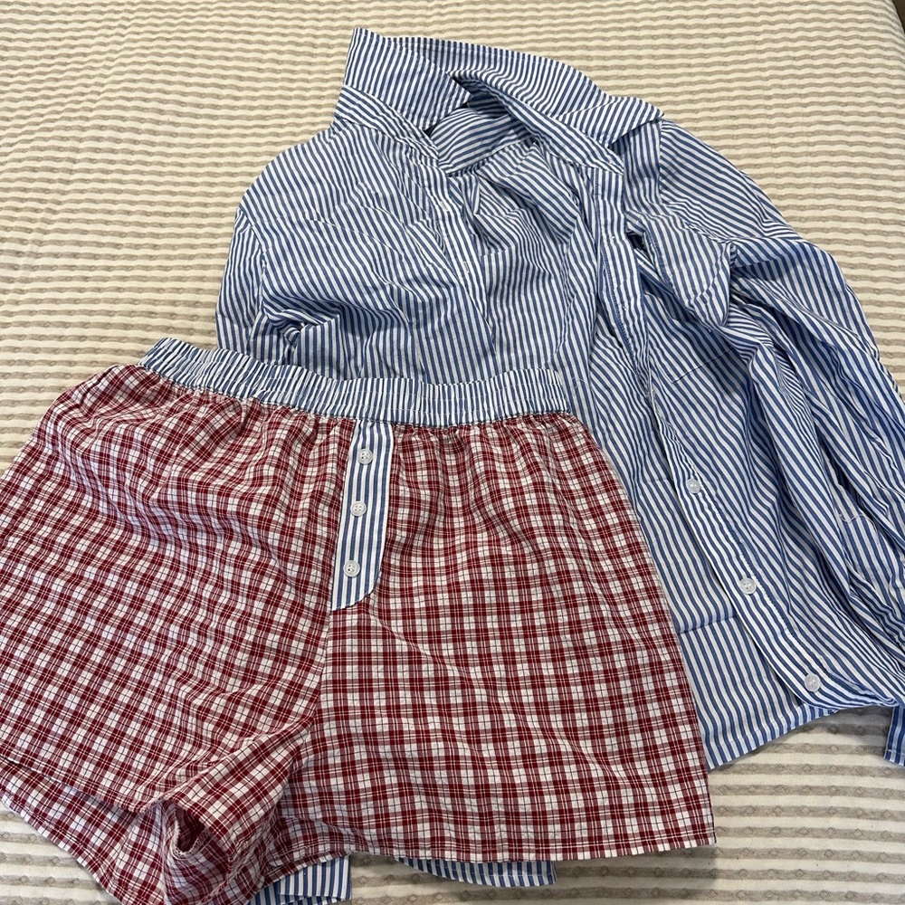 Red Plaid Women's Shorts and top